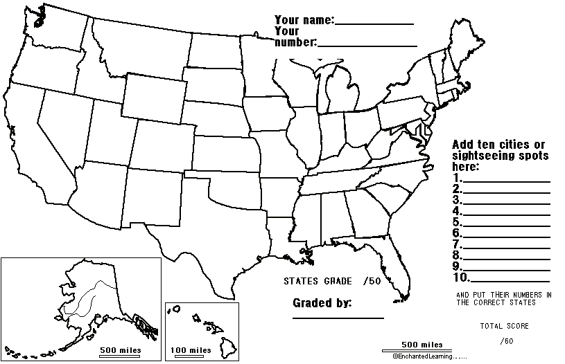 Blank United States Map Test Printable